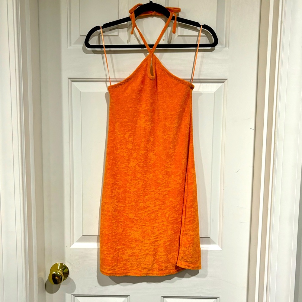 Hollister Orange Terrycloth Halter Dress XS